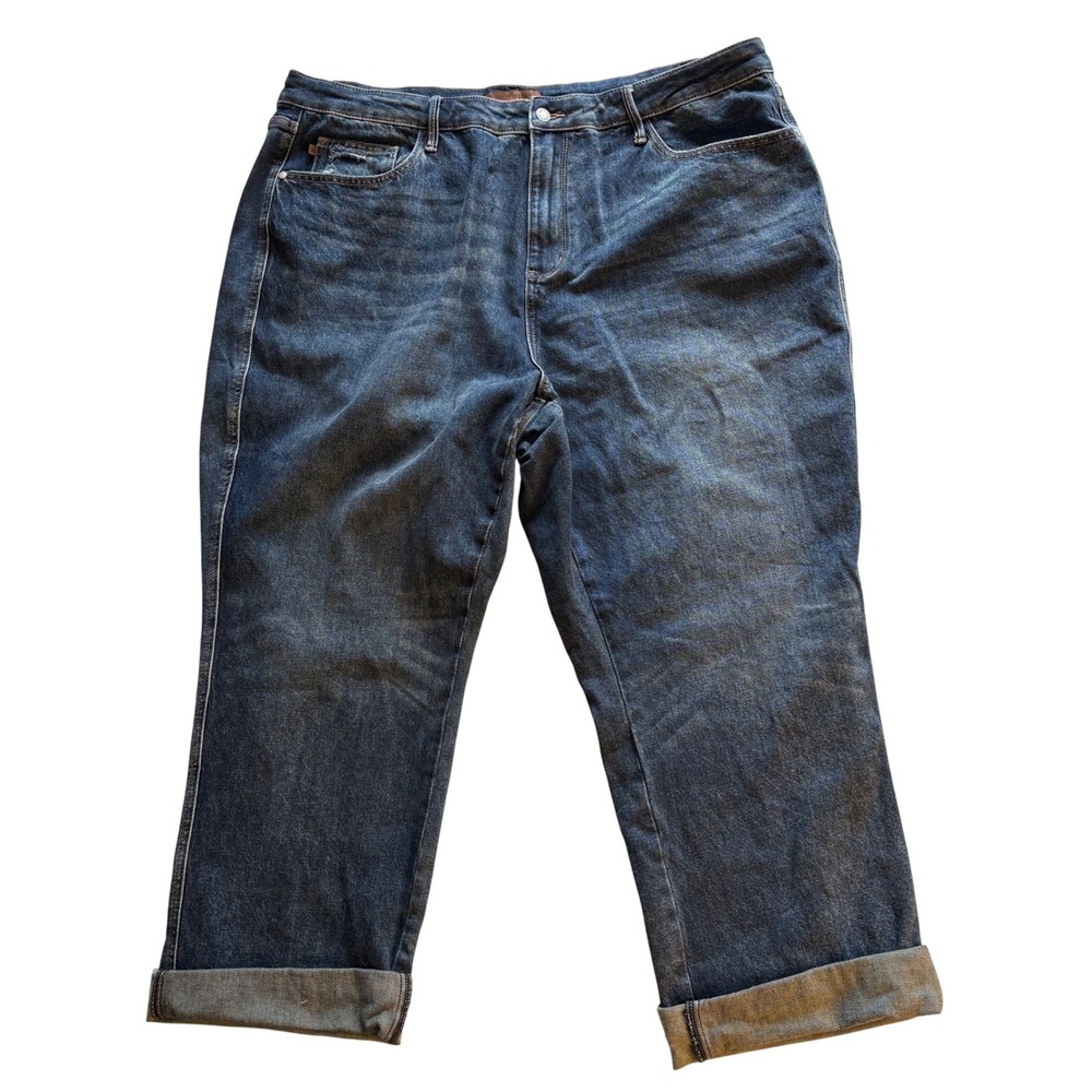 Judy Blue Jeans 24W‎ True Form Rigid Magic Wide Cuff Straight Dark Wash Stretch